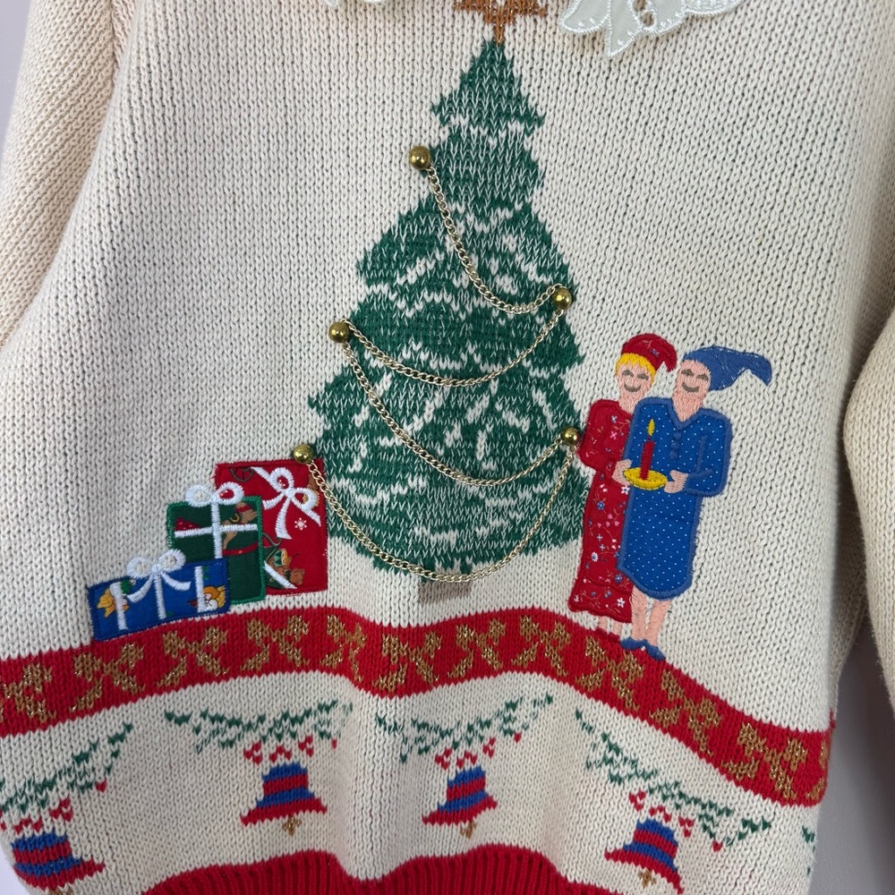 Sweater Loft New York Vintage Ugly Christmas Sweater 1980s Peter Pan Collar M - Picture 3 of 14